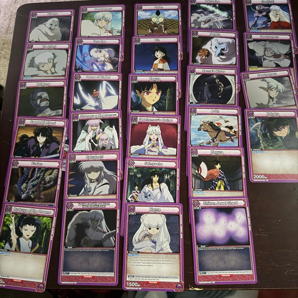 Inuyasha Union Arena – Complete Purple Bulk Lot – 28 Different Cards